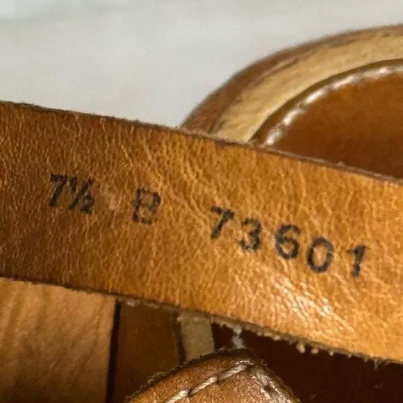 Frye Gabriella 7.5B Cut-Out Wedge Slingback T-Strap Woven Leather Sandals - Picture 11 of 14